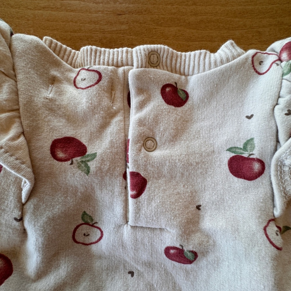 Rabbit Bear Apple Ruffle Sweatshirt Kids 3-6M Organic Cotton Cottagecore - Picture 7 of 7